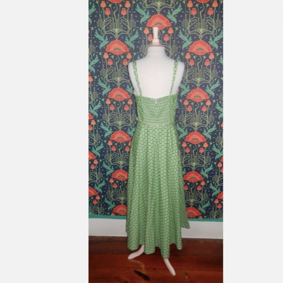 Antonio Melani X Style By Simkins Green Margo Poplin Fit Flare Tea Sun Dress - Picture 10 of 10